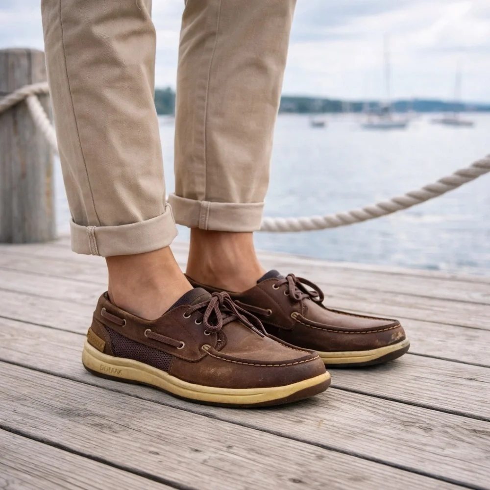 Sperry Top-Sider Men’s Boat Shoes Size 9.5 Brown Leather Nautical Preppy Casual